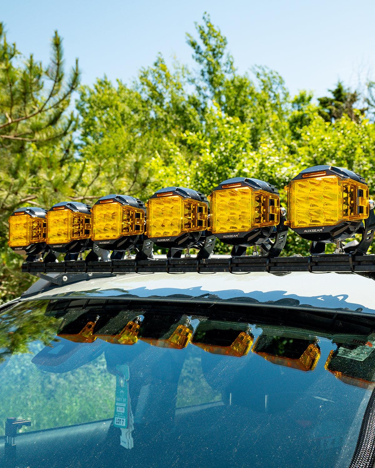 V-MAX Series 4/5/7 Inch Spot Beam Side Shooter LED Pod Lights with Amber DRL