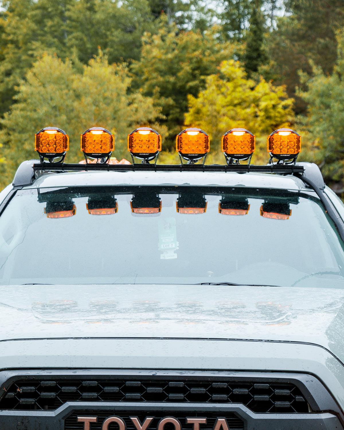 V-MAX Series | 5 Inch 168W 16440LM Spot Beam Side Shooter LED Square Pod Lights with Amber DRL