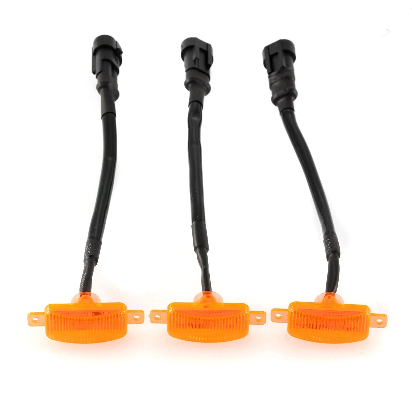 (3pcs/set)  LED Front Grille Lights Raptor Style Amber Light Fit for Ford F150 F250 F350 (Amber shell/ Smoked shell）