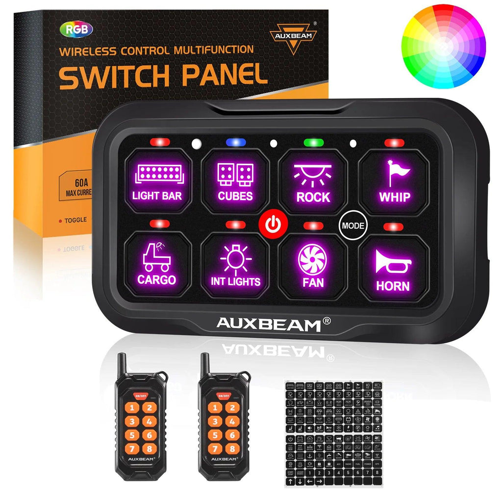 RC Series 8 Gang (RC-800) RGB Switch Panel with Remote Controller, Toggle/ Momentary/ Pulsed Mode Supported(One-Sided Outlet)