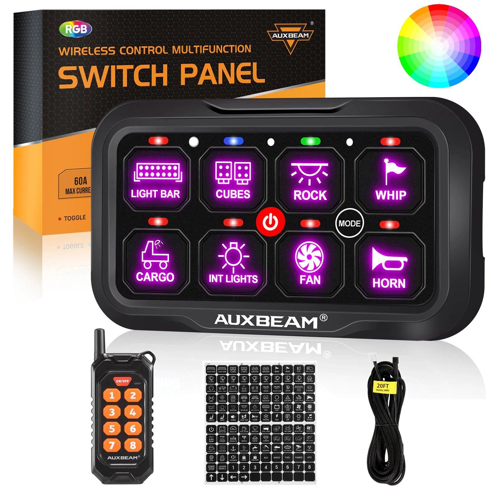 RC Series 8 Gang (RC-800) RGB Switch Panel with Remote Controller, Toggle/ Momentary/ Pulsed Mode Supported(One-Sided Outlet)