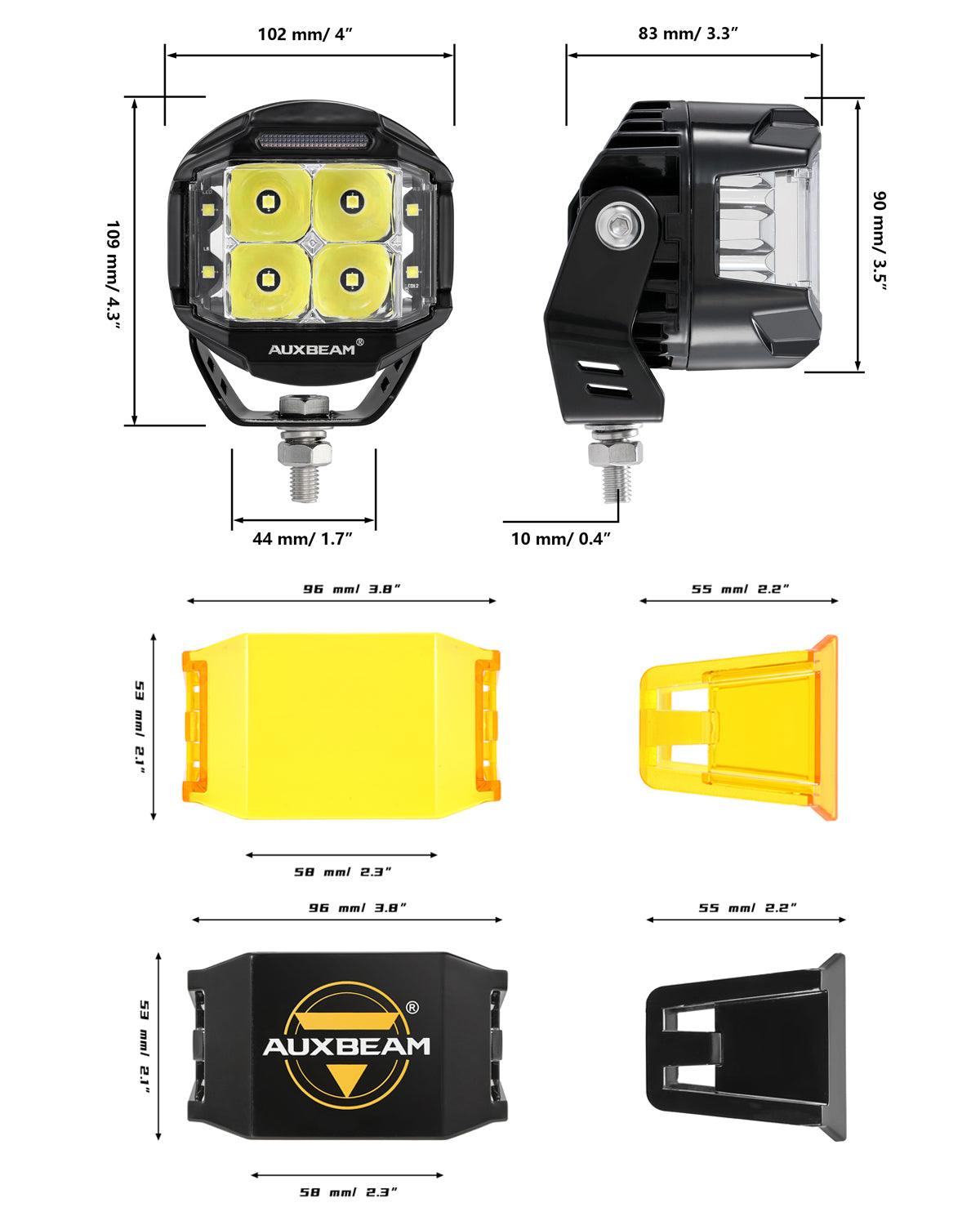 V-MAX Series | 4 Inch 92W 8960LM Spot Beam Side Shooter LED Round Pod Lights with Amber DRL