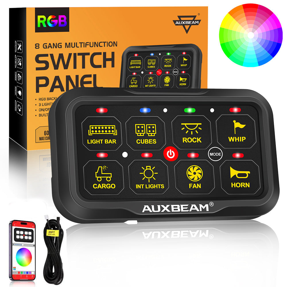 AR Series 8 Gang (AR-820) RGB Switch Panel with APP, Toggle/ Momentary/ Pulsed Mode Supported (Two-Sided Outlet)