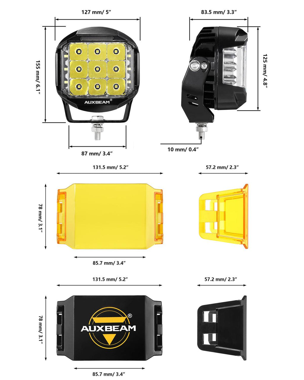 V-MAX Series | 5 Inch 168W 16440LM Spot Beam Side Shooter LED Round Pod Lights with Amber DRL