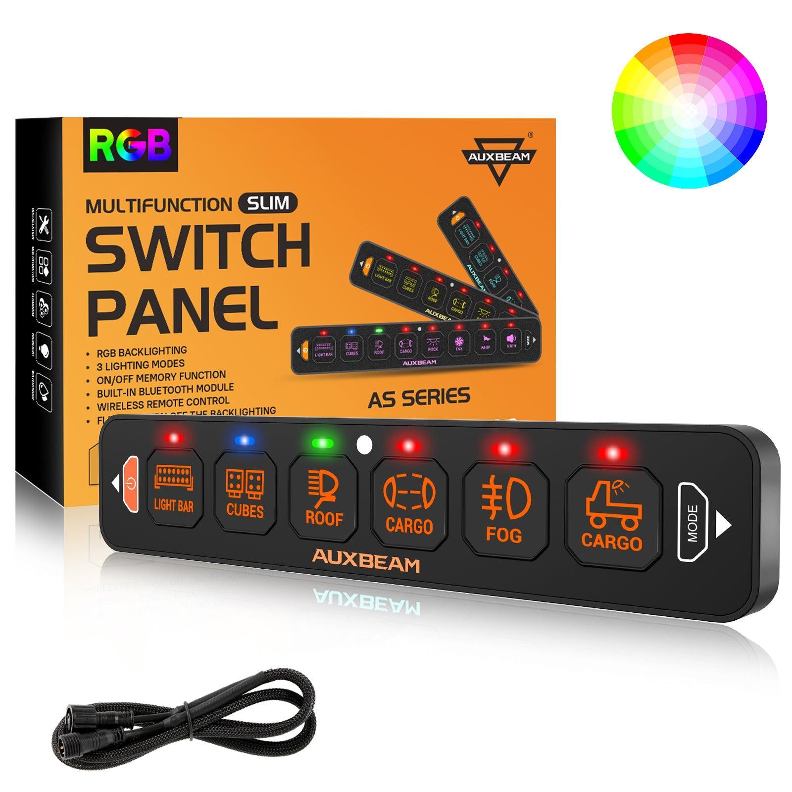 AS Series 4/6/8 Gang RGB Slim Switch Panel with APP&Remote Control, Toggle/ Momentary/ Pulsed Mode Supported(One-Sided Outlet)