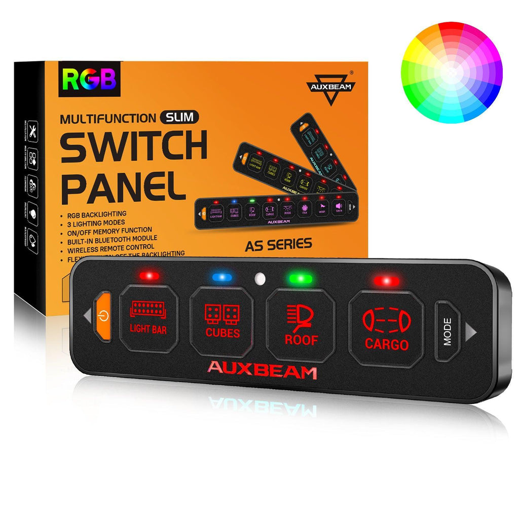 AS Series 4 Gang (AS-R40) RGB Slim Switch Panel, Toggle/ Momentary/ Pulsed Mode Supported(One-Sided Outlet)