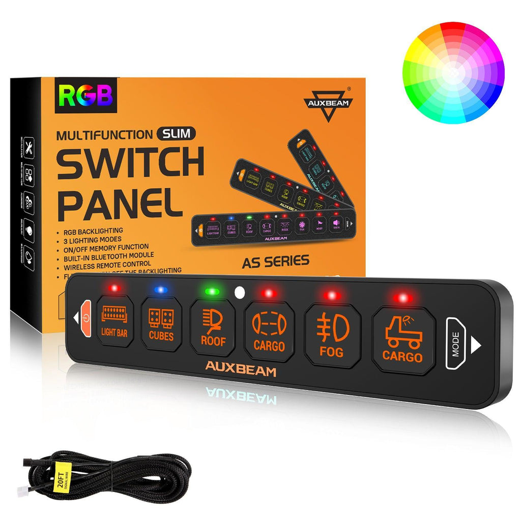 AS Series 4/6/8 Gang RGB Slim Switch Panel with APP&Remote Control, Toggle/ Momentary/ Pulsed Mode Supported(One-Sided Outlet)