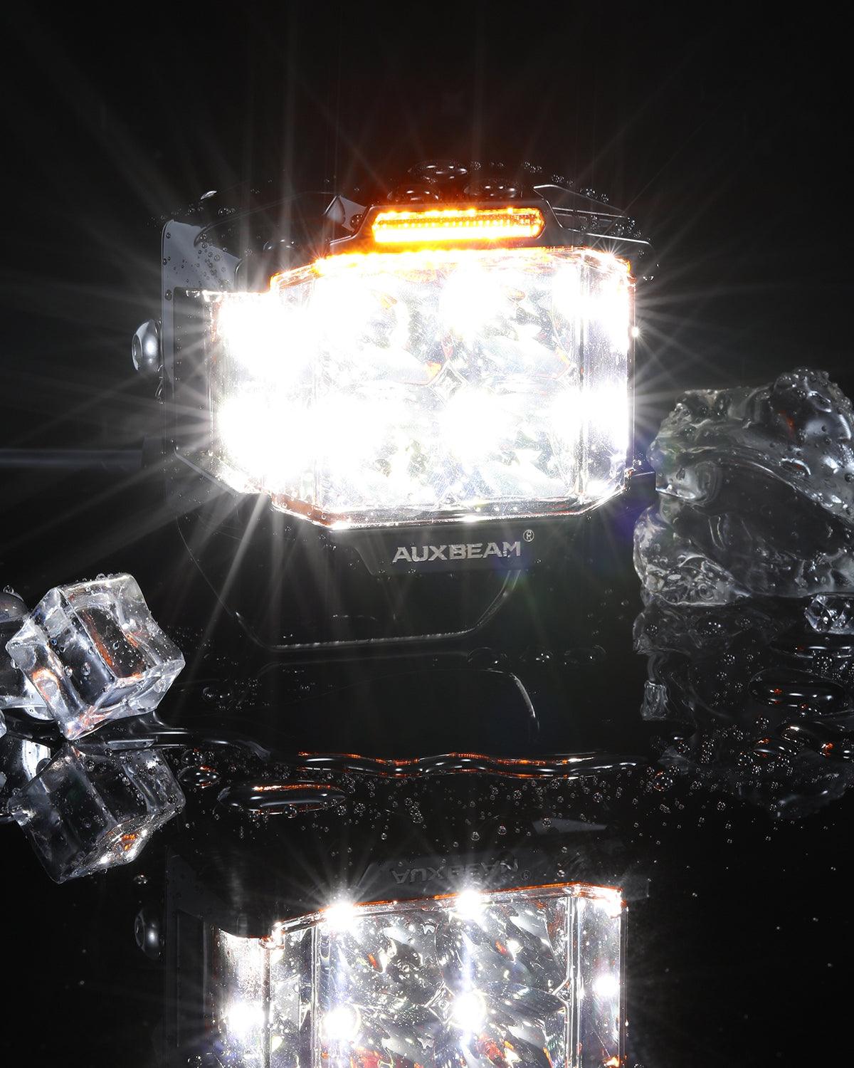 V-MAX Series | 4 Inch 92W 8960LM Spot Beam Side Shooter LED Square Pod Lights with Amber DRL