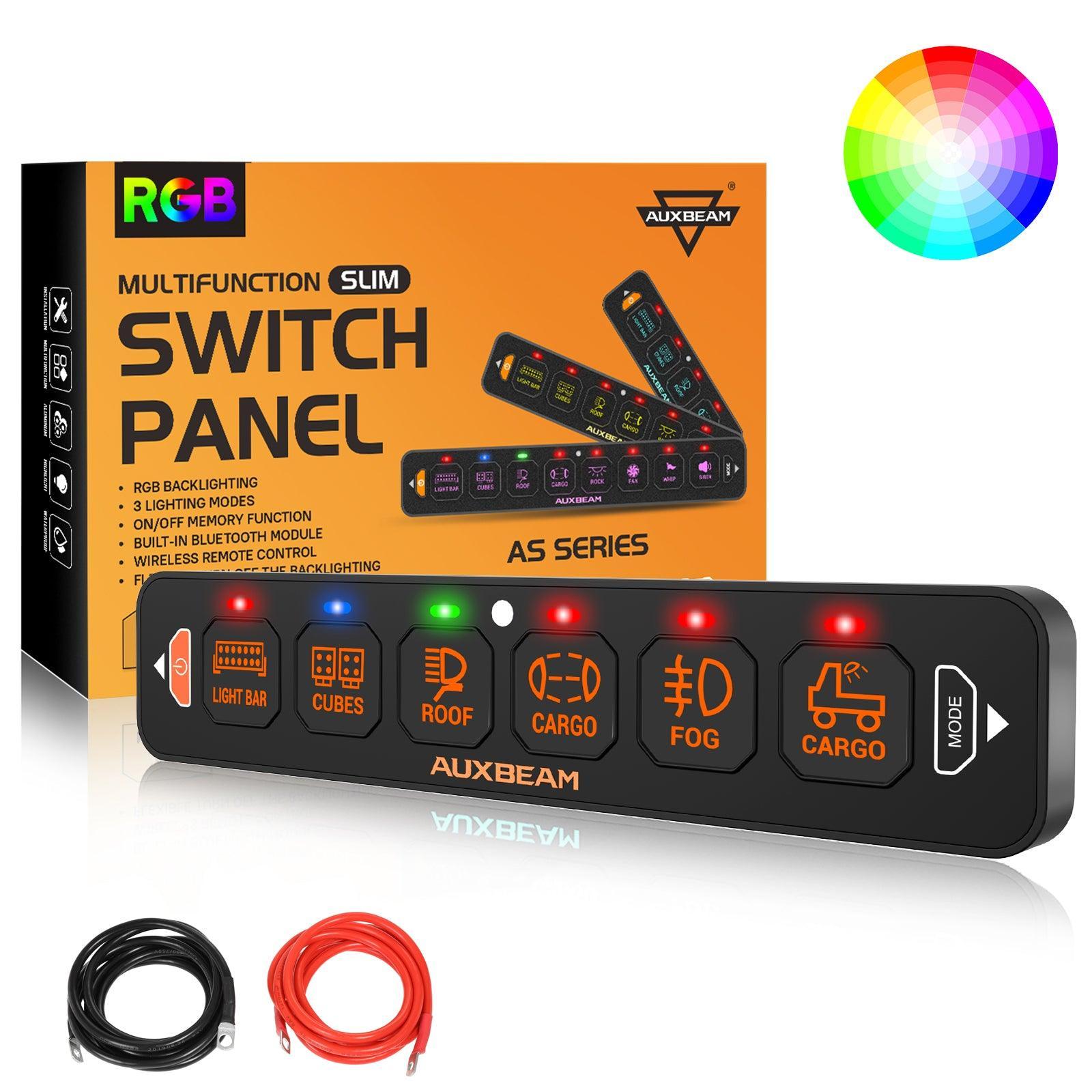 AS Series 6 Gang (AS-R60) RGB Slim Switch Panel, Toggle/ Momentary/ Pulsed Mode Supported(One-Sided Outlet)