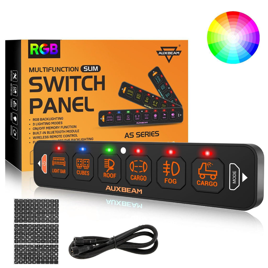 AS Series 4/6/8 Gang RGB Slim Switch Panel with APP&Remote Control, Toggle/ Momentary/ Pulsed Mode Supported(One-Sided Outlet)