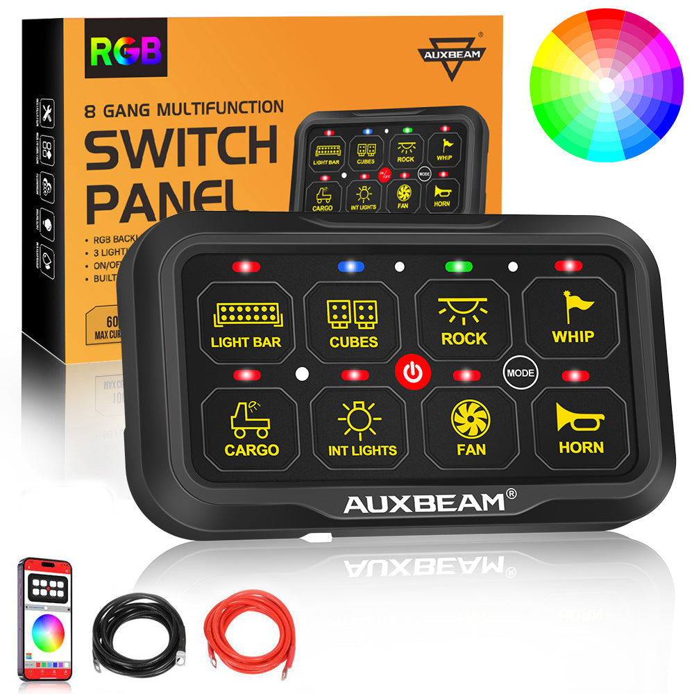 AR Series 8 Gang (AR-820) RGB Switch Panel with APP, Toggle/ Momentary/ Pulsed Mode Supported (Two-Sided Outlet)