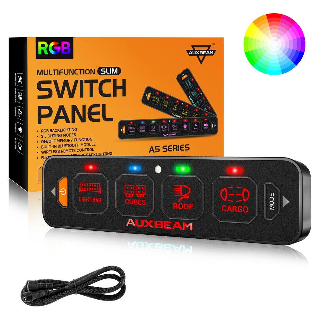 AS Series 4/6/8 Gang RGB Slim Switch Panel with APP&Remote Control, Toggle/ Momentary/ Pulsed Mode Supported(One-Sided Outlet)