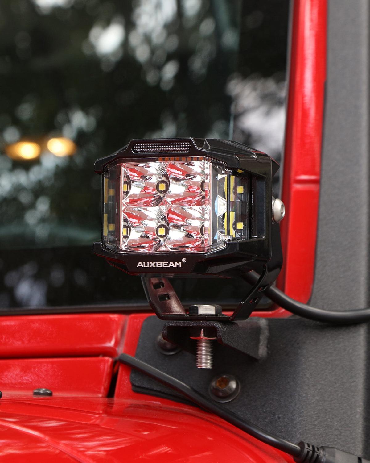 V-MAX Series | 4 Inch 92W 8960LM Spot Beam Side Shooter LED Square Pod Lights with Amber DRL