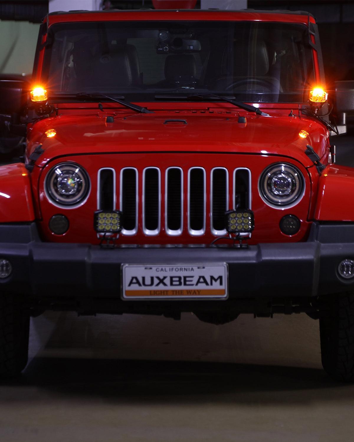 V-MAX Series | 4 Inch 92W 8960LM Spot Beam Side Shooter LED Square Pod Lights with Amber DRL