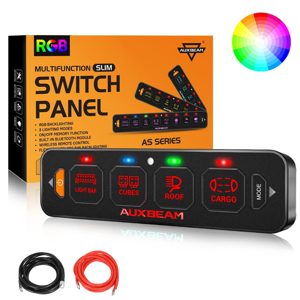 AS Series 4/6/8 Gang RGB Slim Switch Panel with APP&Remote Control, Toggle/ Momentary/ Pulsed Mode Supported(One-Sided Outlet)