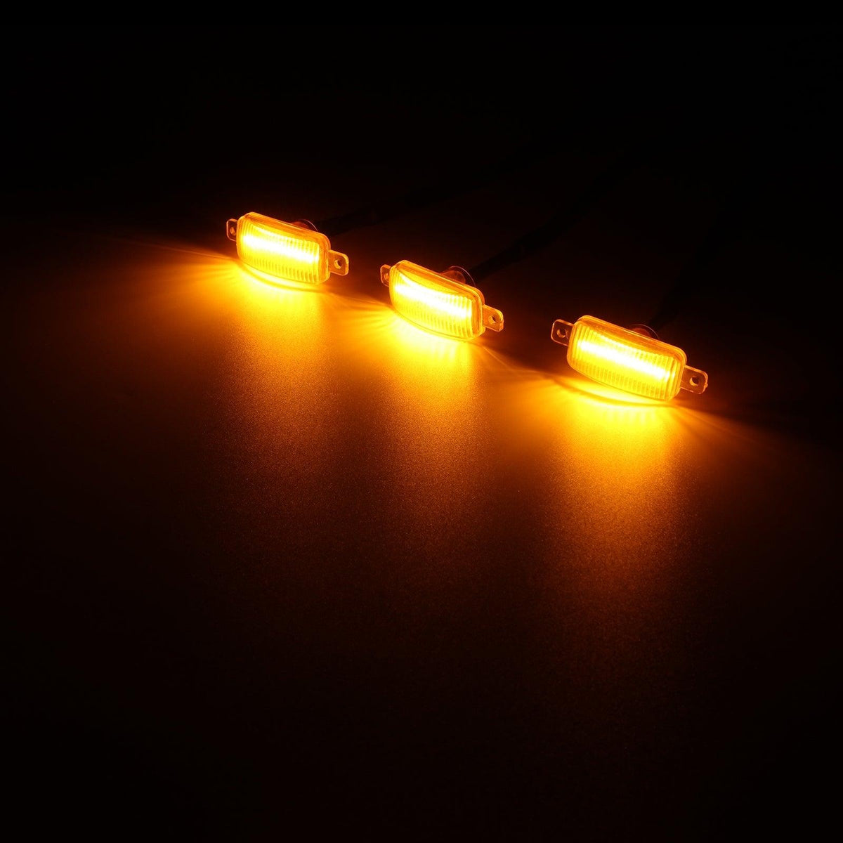 (3pcs/set)  LED Front Grille Lights Raptor Style Amber Light Fit for GMC Sierra 2500 HD 2016-2021 (Amber shell/ Smoked shell）