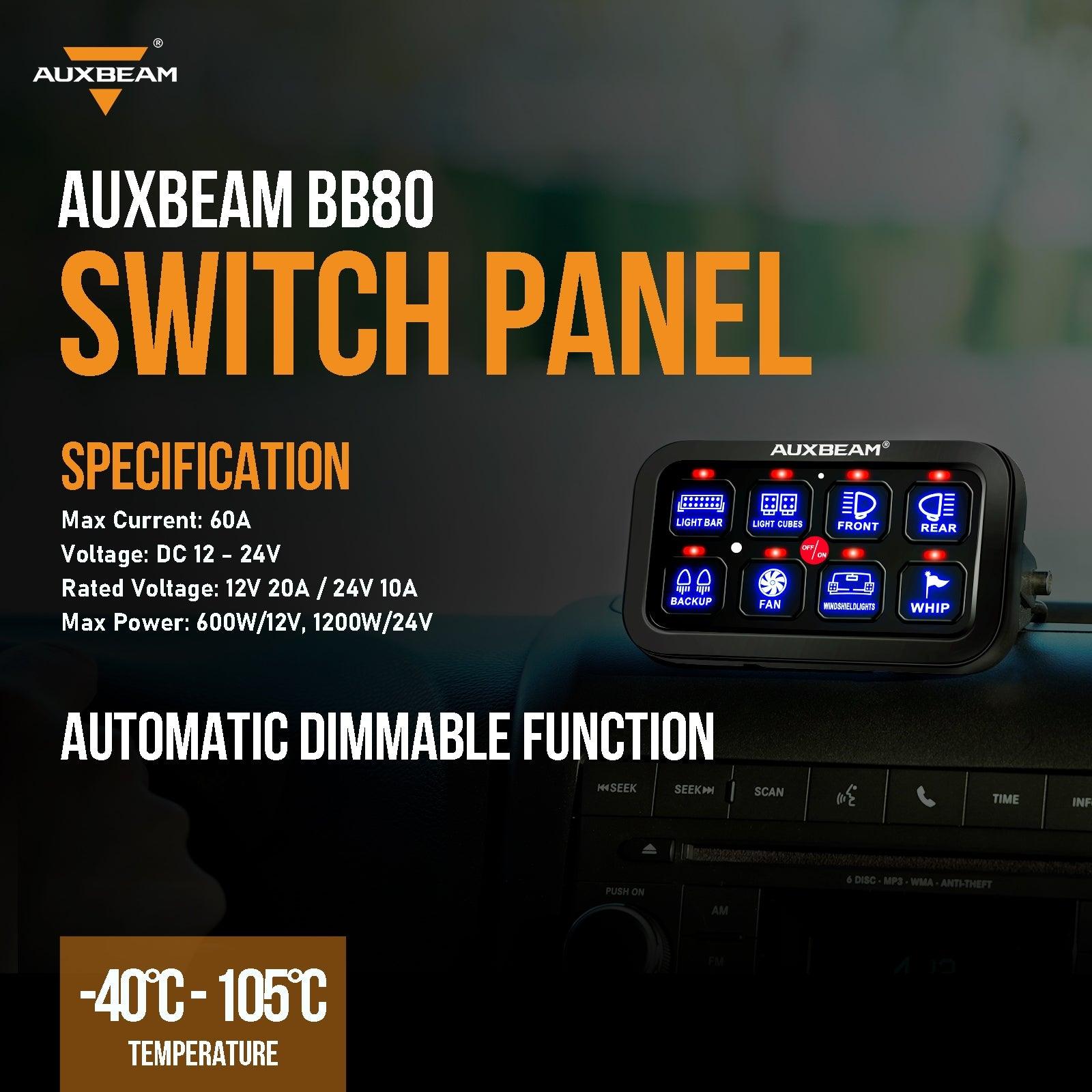 Single Series 8 Gang (BB80) LED Switch Panel Kit Automatic Dimmable Universal(Two-Sided Outlet) Blue