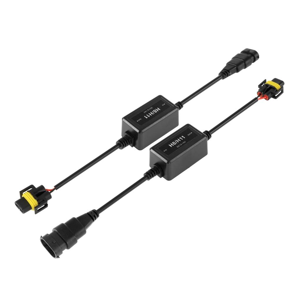H11/H9/H8 C10-MODEL Enhanced LED Headlight Bulbs Canbus Decoder Anti-Flicker Hyper Flash No Warning Harness Resistor Conversion Kit 2pcs/set