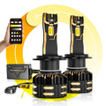 🆕H7 LED Bulb Fog Light/Low Beam Lighs 110W 25000LM GX Bi-Color Smart Series, with App Control Via Bluetooth & Dual Color Switchback | 2 Bulbs