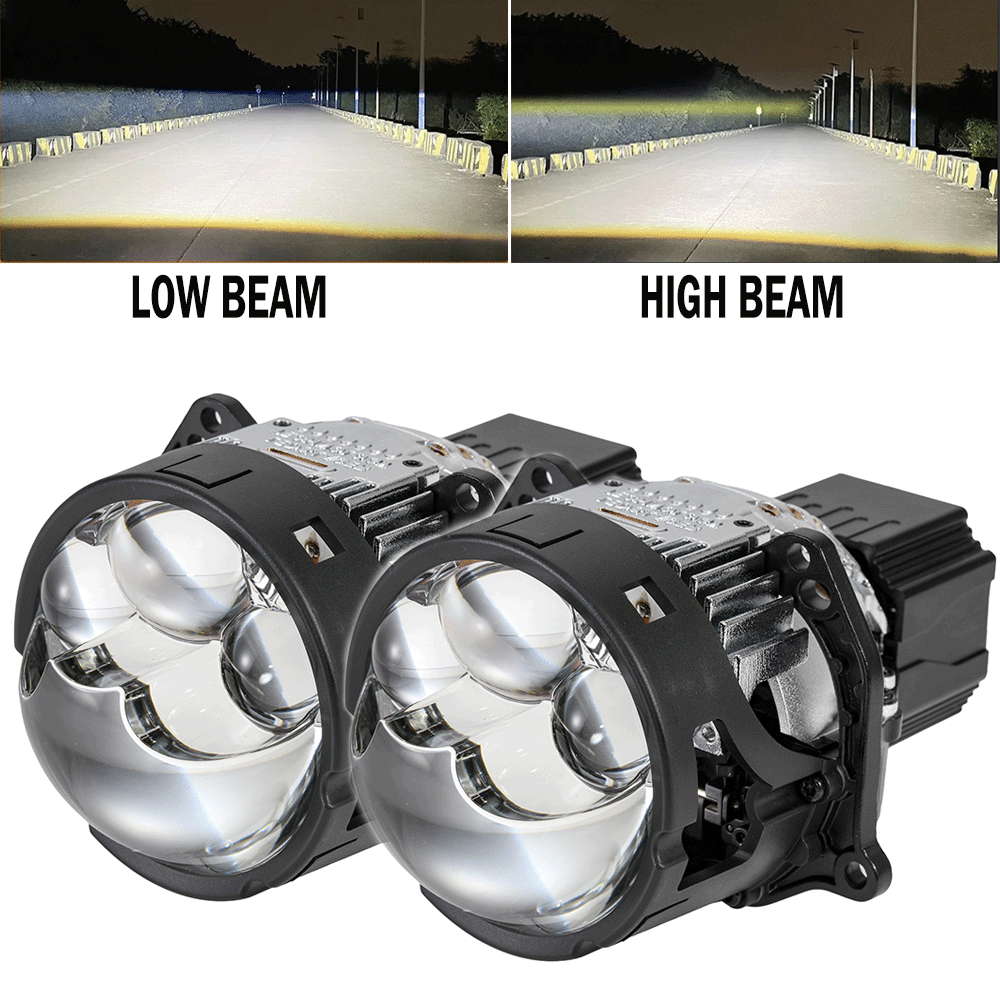 🆕3 Inch 158W Ultra-Brightness & Wider Light Pattern Triple Direct Bi-LED Projector Lens Headlight K9 Series- Retrofit Cutting Installation for Car | 2PCS/Set