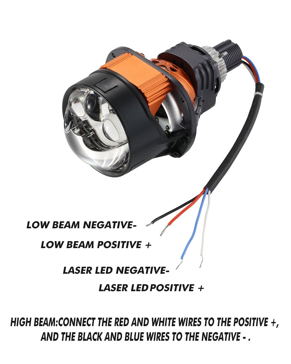 🆕2.5 Inch 100W 6000K Bi-LED Projector Headlight with 3 Direct Laser High Beam Lenses S8 Series – Non-Destructive Installation for Cars | 2pcs/Set