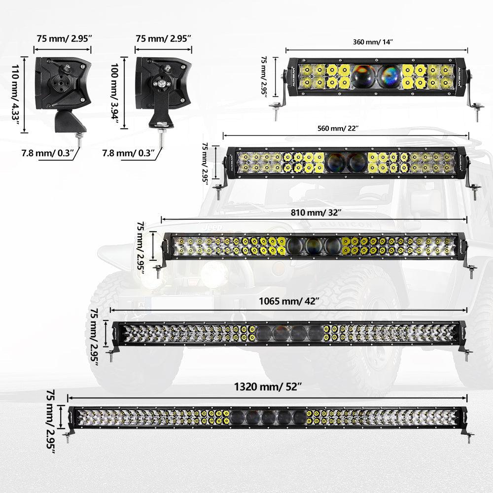 12"/22"/32"/42"/52" 5D-PRO Series LED Light Bar with 5D Projectors For Dodge Ram 2500
