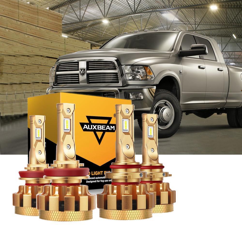 For 2009-2010 Dodge Ram 2500(with 4 headlamps) F-16 Plus Series Built-in Canbus Automotive Grade 14000LM LED Light Bulbs High Low Beam Bundle