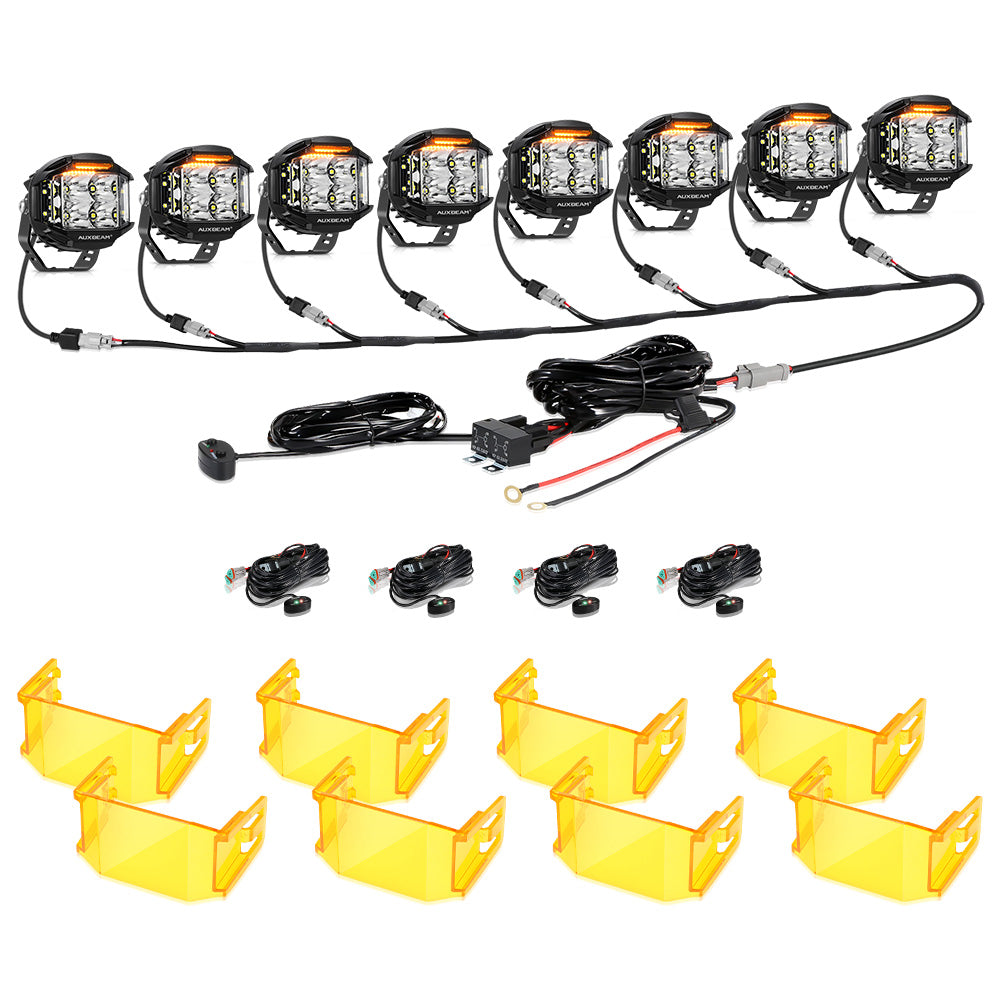 V-MAX Series | 4 Inch 92W 8960LM Spot Beam Side Shooter LED Round Pod Lights with Amber DRL