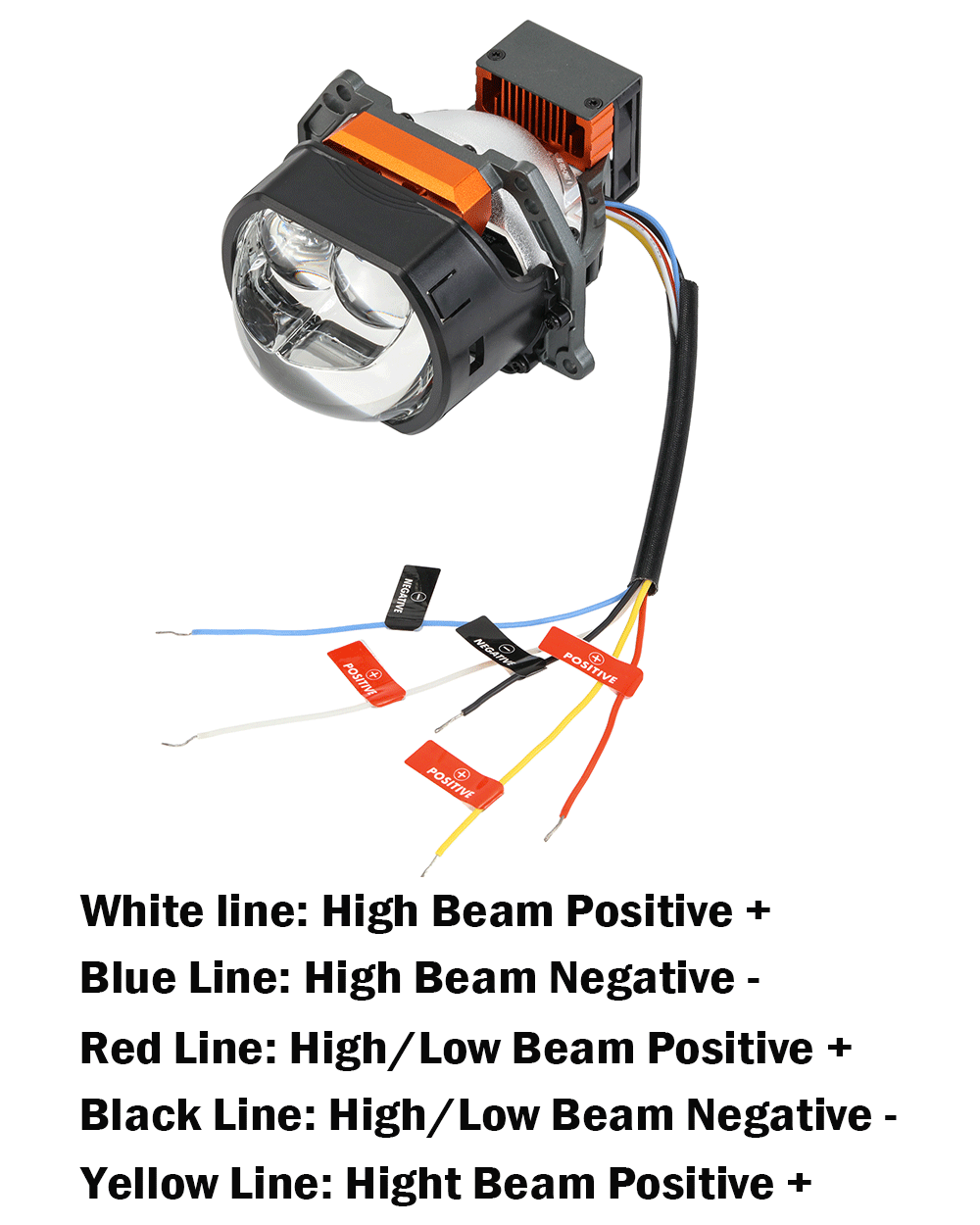 🆕3 Inch 144W 6000K Hyperboloid Bi-LED Projector Lens Headlight with Square Spot Auxiliary High Beam K9 Series, Retrofit Cutting Installation for Car | 2PCS/Set