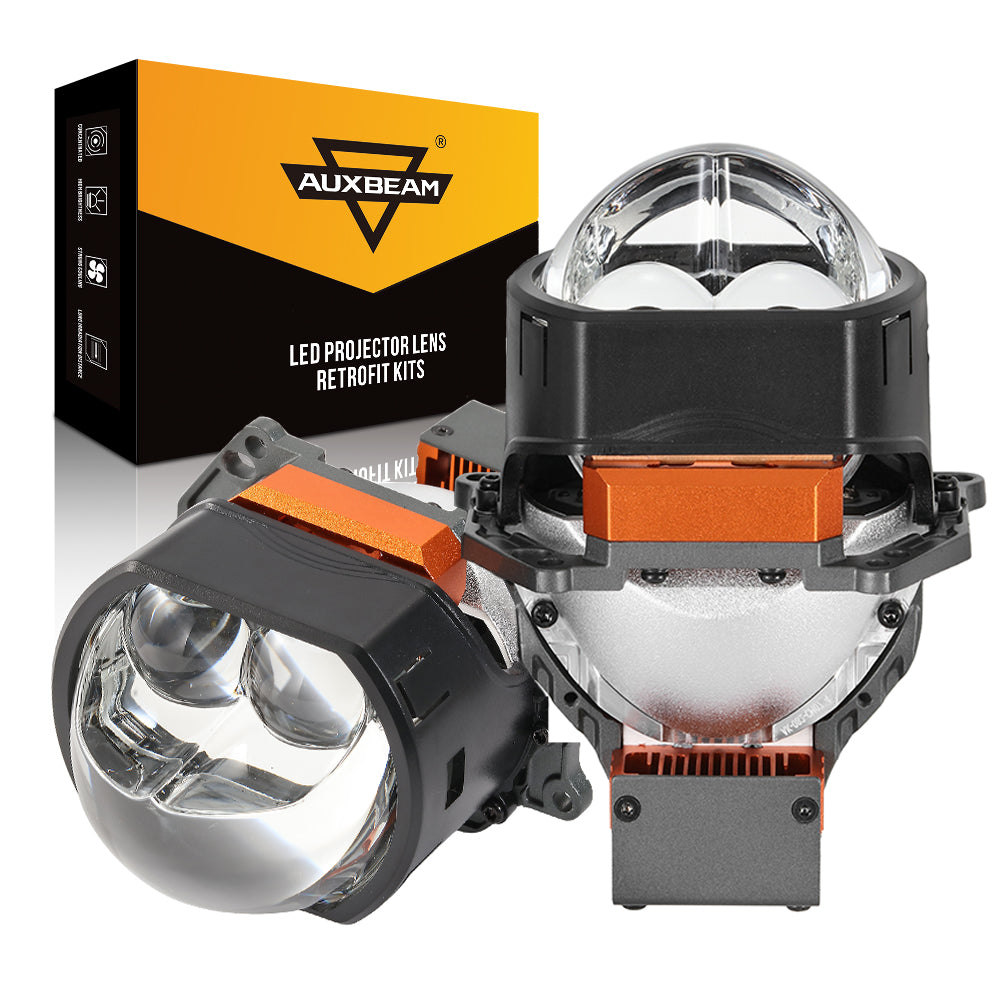 🆕3 Inch 144W 6000K Hyperboloid Bi-LED Projector Lens Headlight with Square Spot Auxiliary High Beam K9 Series, Retrofit Cutting Installation for Car | 2PCS/Set