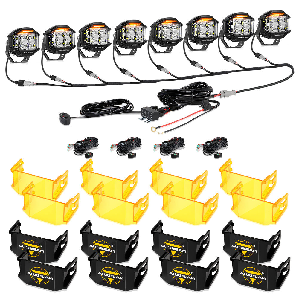 V-MAX Series | 4 Inch 92W 8960LM Spot Beam Side Shooter LED Round Pod Lights with Amber DRL