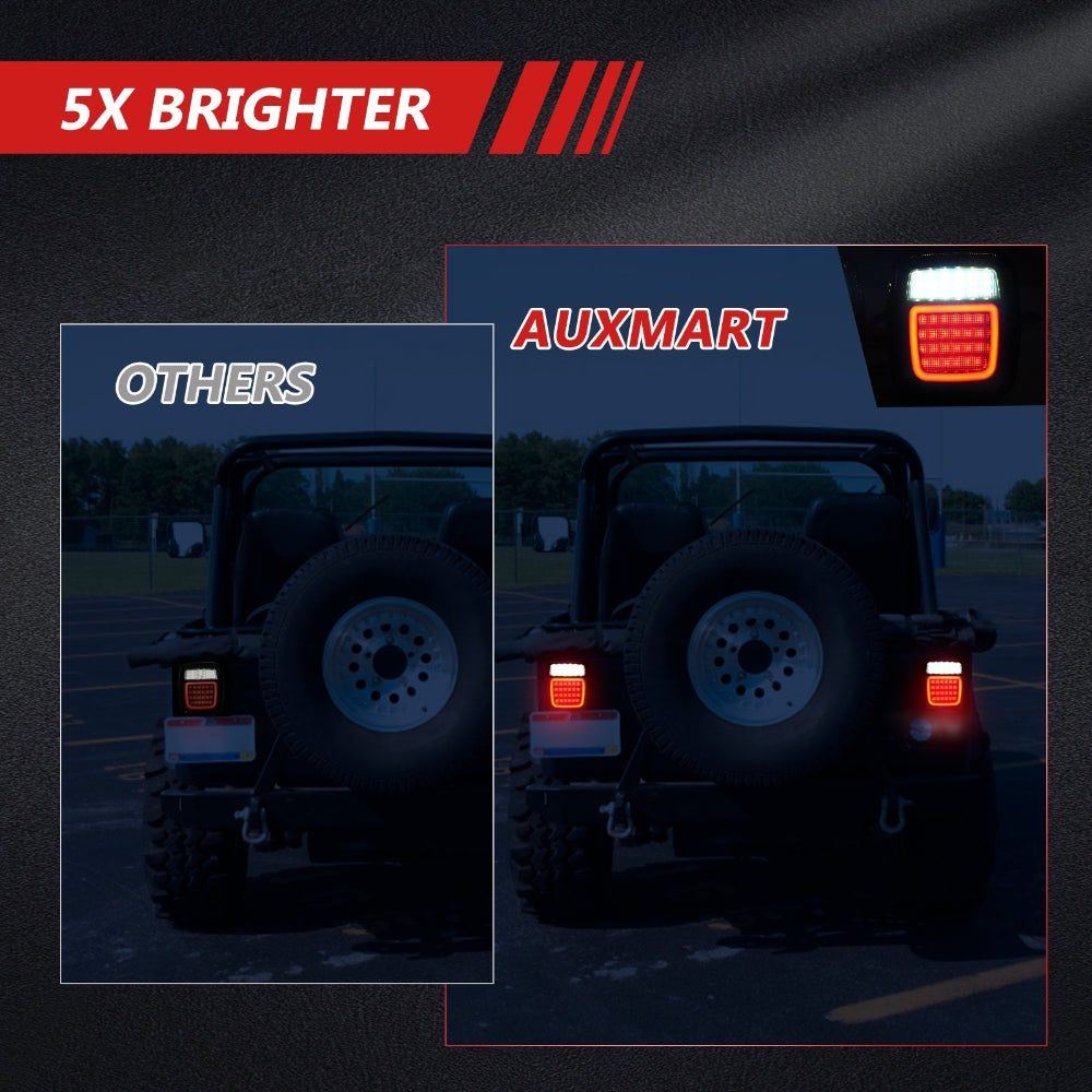 (2pcs/set) Universal Tail Lights 83LEDs for Jeep Wrangler YJ TJ CJ Truck Trailer Boat (Smoked)
