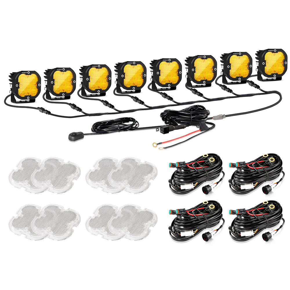 XP-ULTRA Series 3 Inch 80W Flood Beam LED Pods Amber&White Offroad Lights