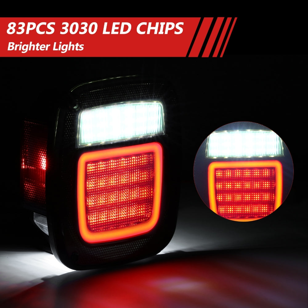 (2pcs/set) Universal Tail Lights 83LEDs for Jeep Wrangler YJ TJ CJ Truck Trailer Boat (Smoked)