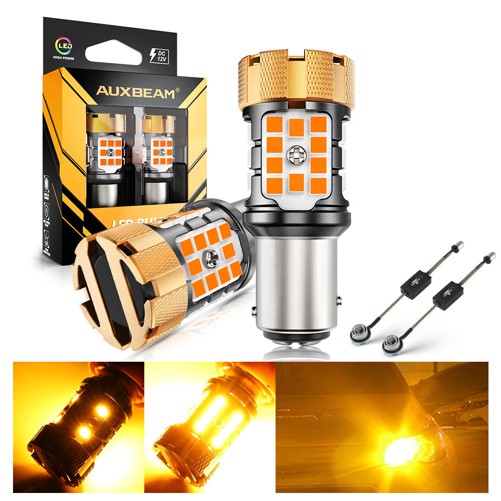 🆕1157 BAY15D LED Turn Signal Light Rear/Front, Side Maker Light Bulbs 50W 4000LMCAN-Bus Error Free 3000K Amber B21-PRO Series |2 Bulbs