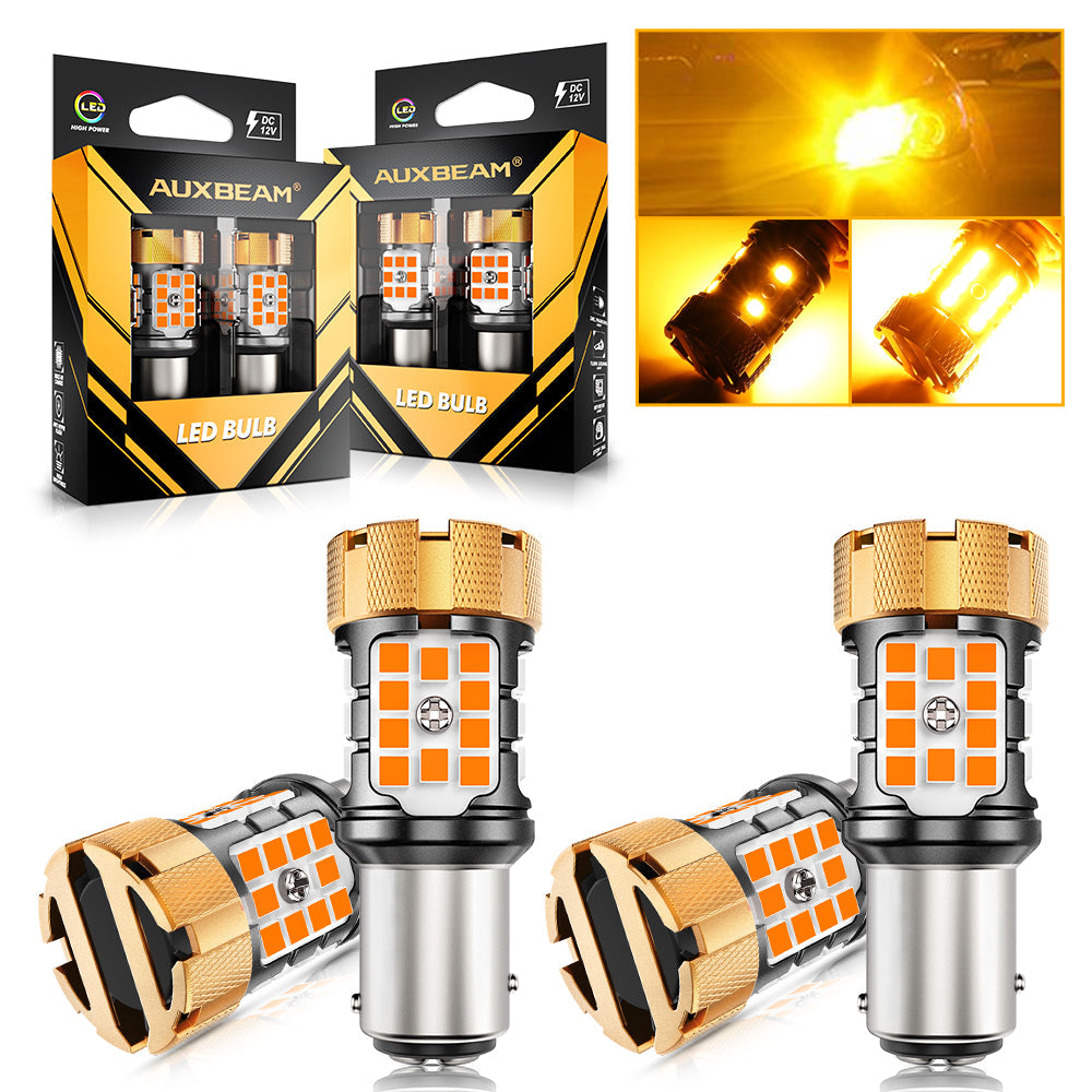 🆕1157 BAY15D LED Turn Signal Light Rear/Front, Side Maker Light Bulbs 50W 4000LMCAN-Bus Error Free 3000K Amber B21-PRO Series |2 Bulbs