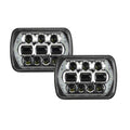 (2pcs/set) 65W 7x6 LED Hi-Lo Beam Headlights with DRL for Toyota Pickup Truck (Black/Chrome)