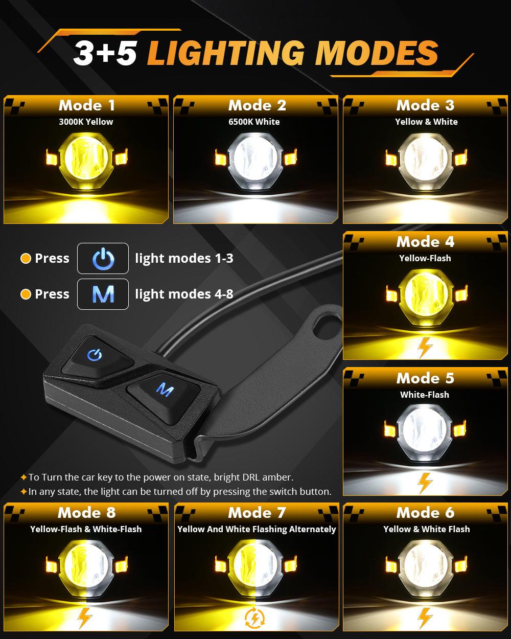 2018 BMW F 750 GS Motorcycle LED Spotlight Light 3+5 Light Modes MT8 Serie