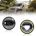 LED Headlight Assembly With Amber Turn Signal For 2007-2017 Jeep Wrangler JK 7 Inches LED Dual Beam Projector