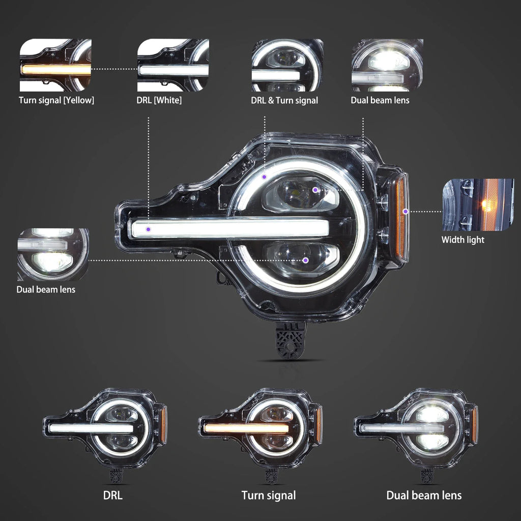 LED Headlight Assembly For 2020-2024 Ford Bronco