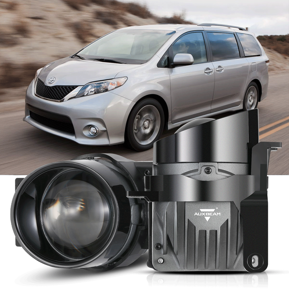 2011-2014 Toyota Sienna Bi-LED Projector Lens Fog Light - 3 Inch 100W 6000K HD Lens