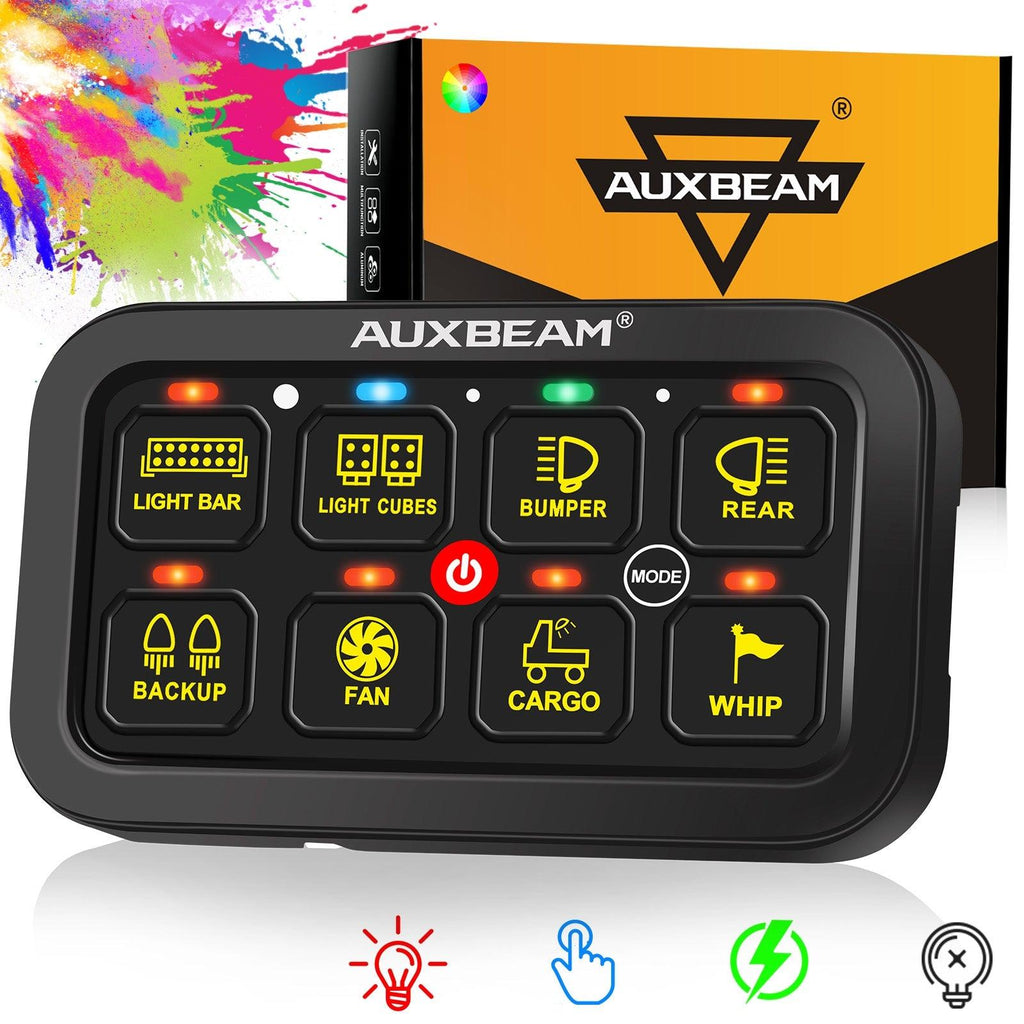 RGB Series 8 Gang (RB80) Switch Panel, Toggle/ Momentary/ Pulsed Mode Supported (Two-Sided Outlet)