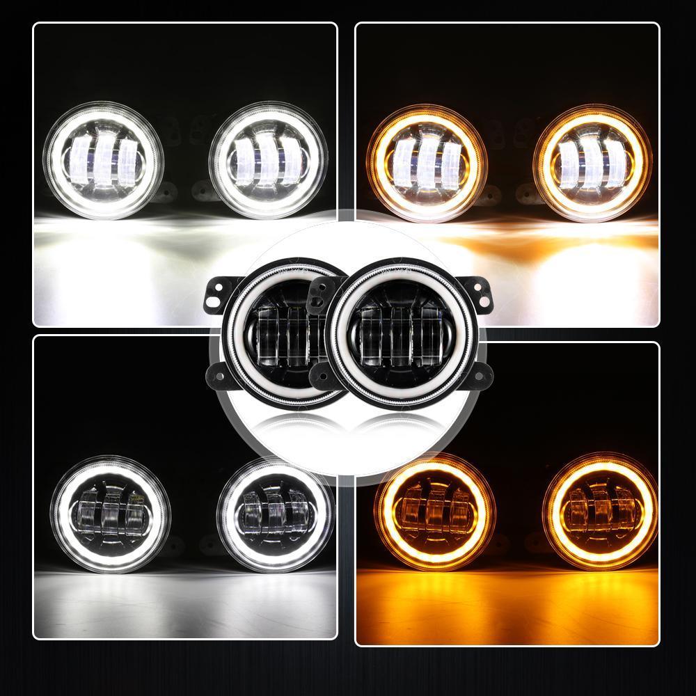7'' LED Headlight Replacement + 4'' LED Fog Light + LED Smoke Tail Light + Front Turn Signal & Fender Flares Side Marker Light for Jeep Wrangler JK