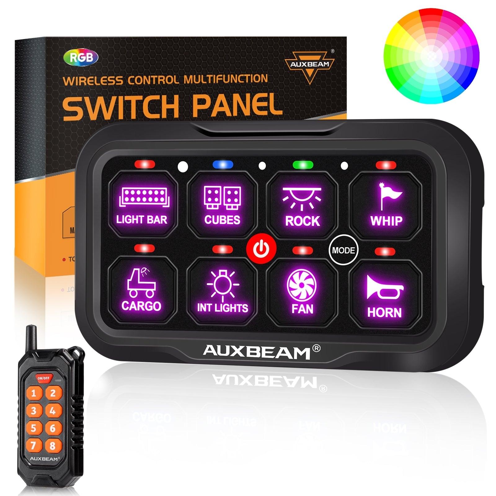 RC Series 8 Gang (RC-800) RGB Switch Panel with Remote Controller, Toggle/ Momentary/ Pulsed Mode Supported(One-Sided Outlet)