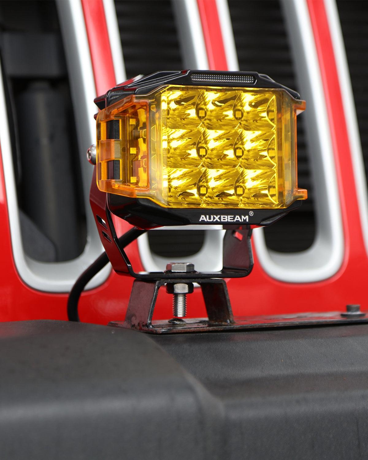 V-MAX Series | 5 Inch 168W 16440LM Spot Beam Side Shooter LED Square Pod Lights with Amber DRL