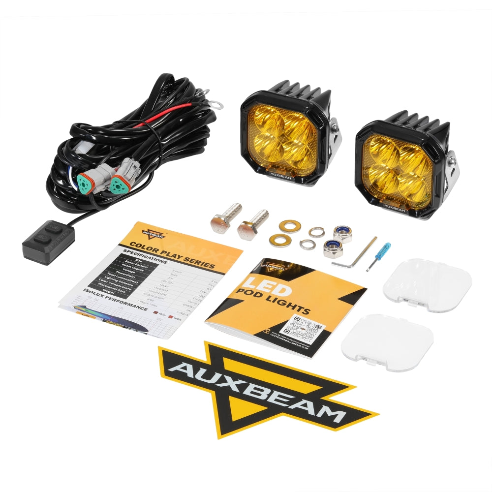 Color Play Series 3 Inch 116W RGB LED Pod Lights Off Road Lights With 8 Backlight Options