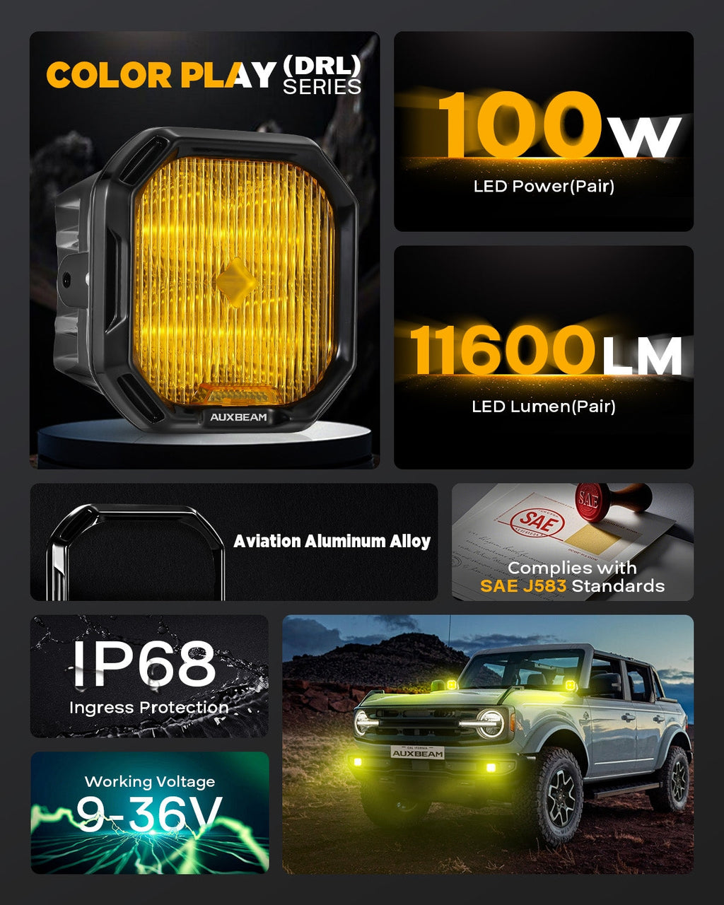 Color Play Series 3 Inch LED Fog Light Kit For Lexus Toyota Subaru Legacy