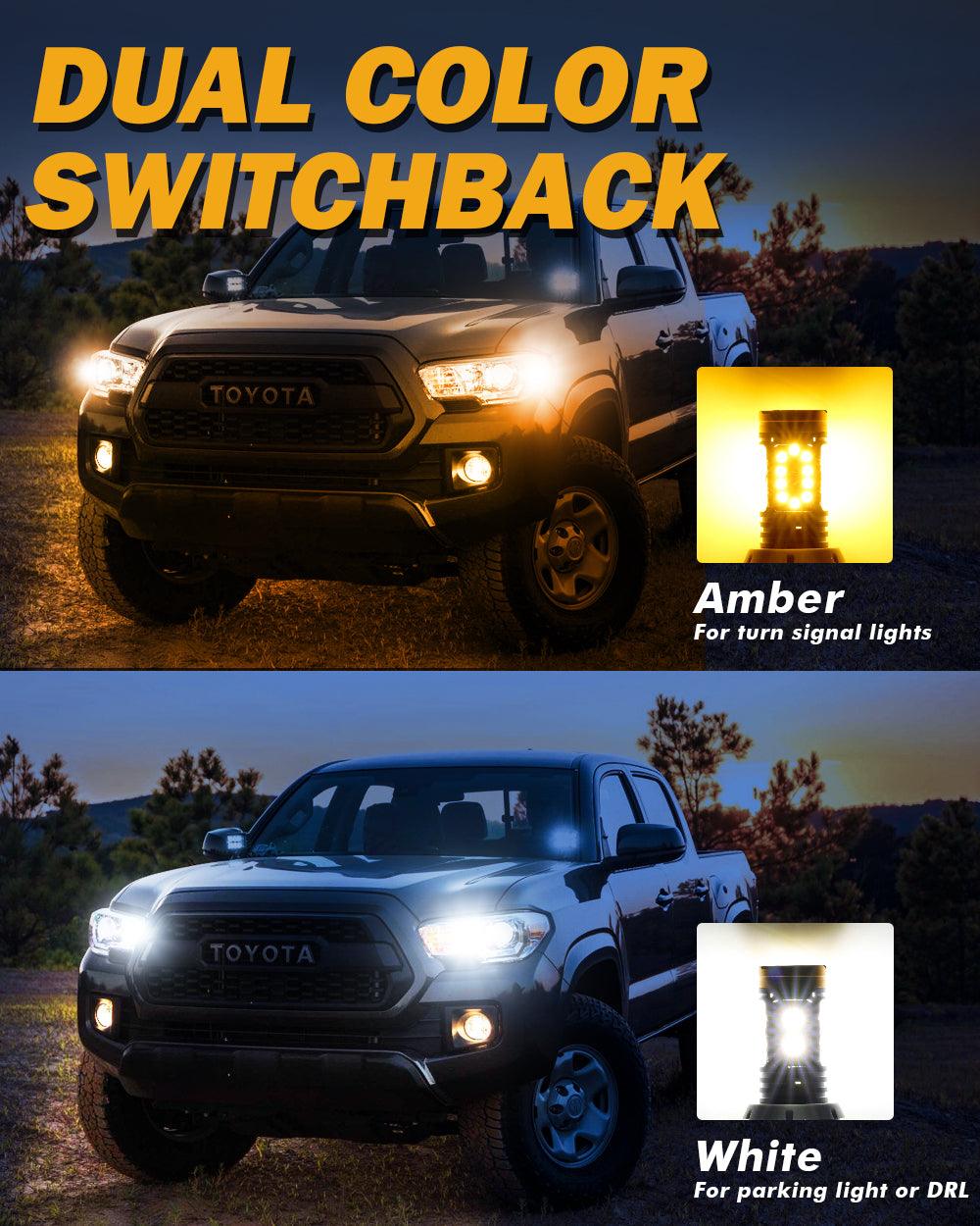 🆕1157 BAY15D LED Front Turn Signal & DRL Light Bulbs 800% High Brightness CAN-Bus Error Free Dual Color Switchback White & Amber B31 Series | 2 Bulbs