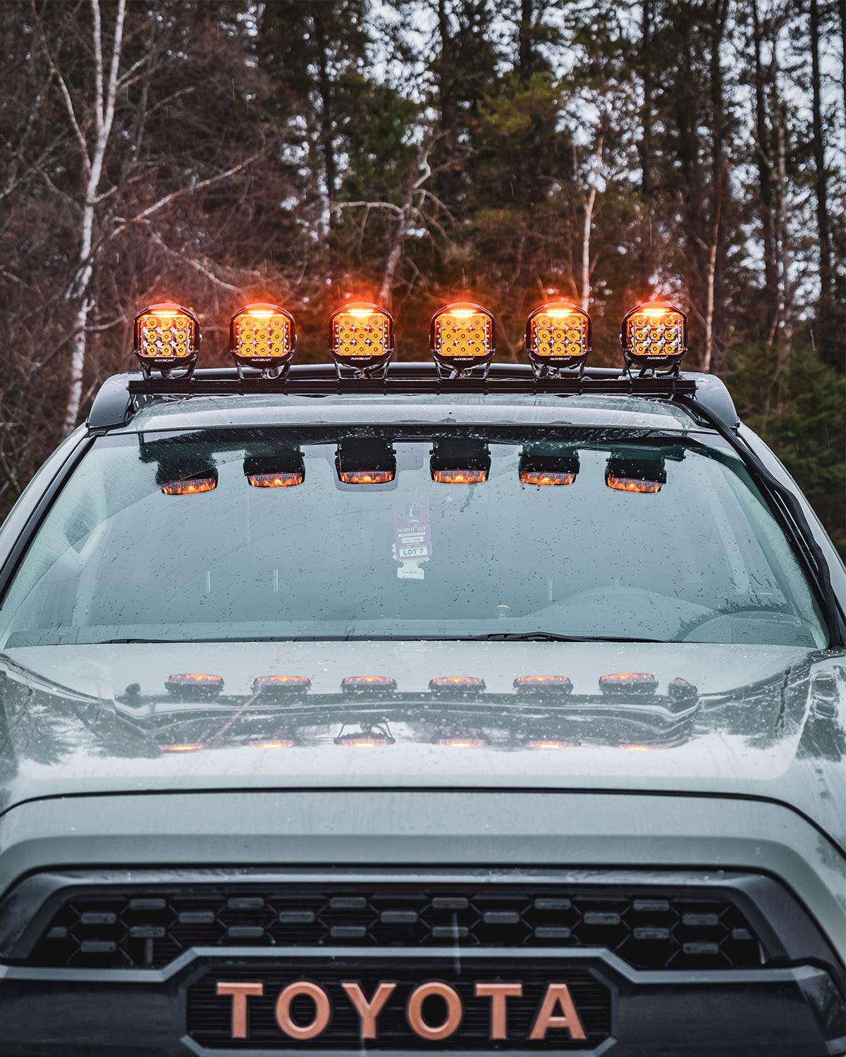 V-MAX Series 4/5/7 Inch Spot Beam Side Shooter LED Pod Lights with Amber DRL