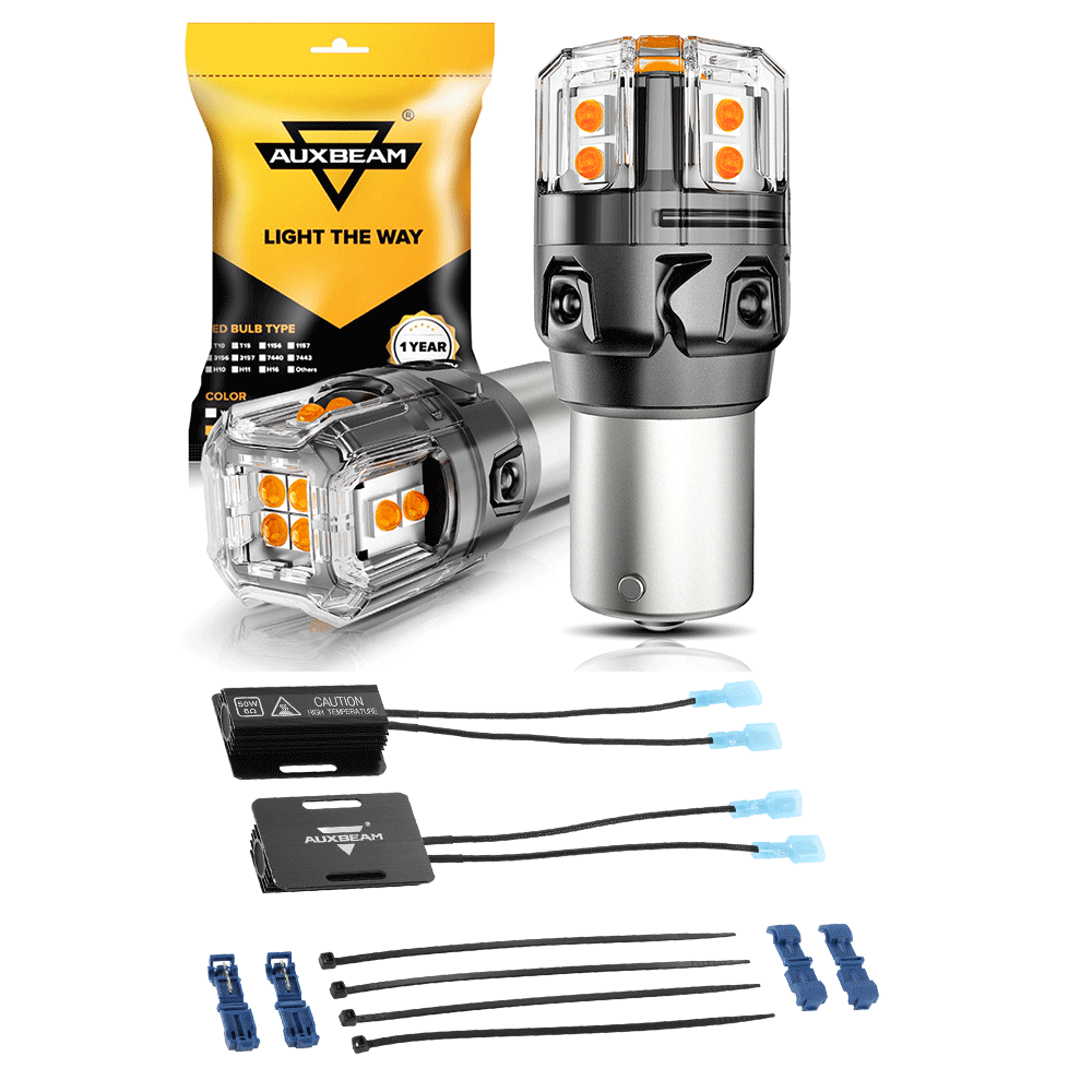 🆕1156 BA15S LED Turn Signal Light Rear/Front, Side Maker Light Bulbs 13W 500% High Brightness CAN-Bus Error Free 3000K Amber B52 Series | 2 Bulbs